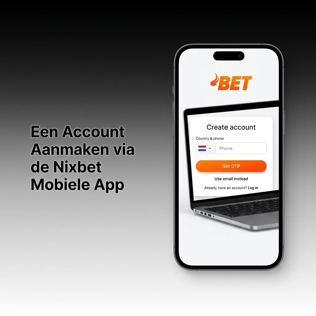 Nixbet mobiele app registratiescherm met stappen voor het aanmaken van een nieuw account