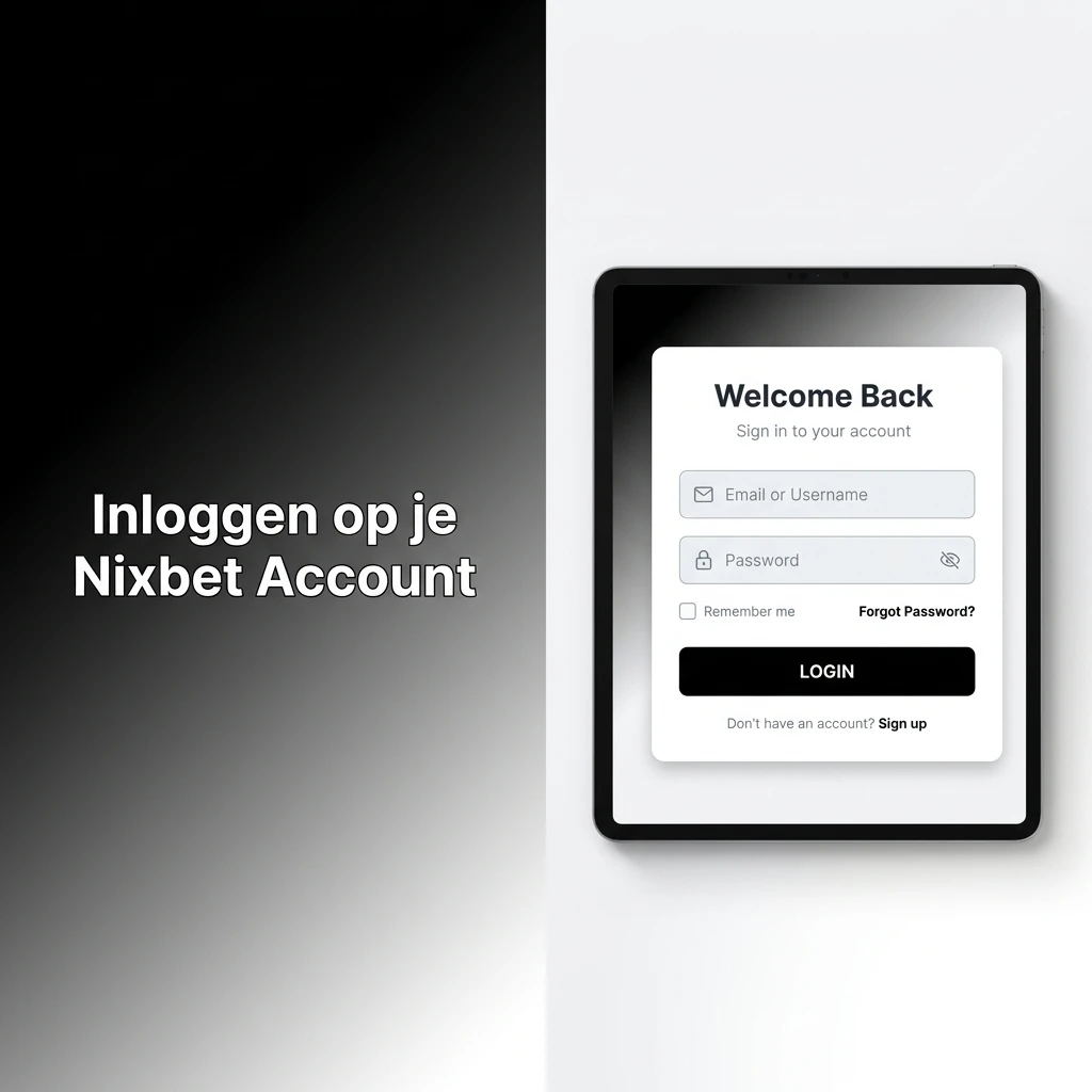 Nixbet inlogpagina met stappen voor veilig inloggen via e-mailadres en wachtwoord op je account