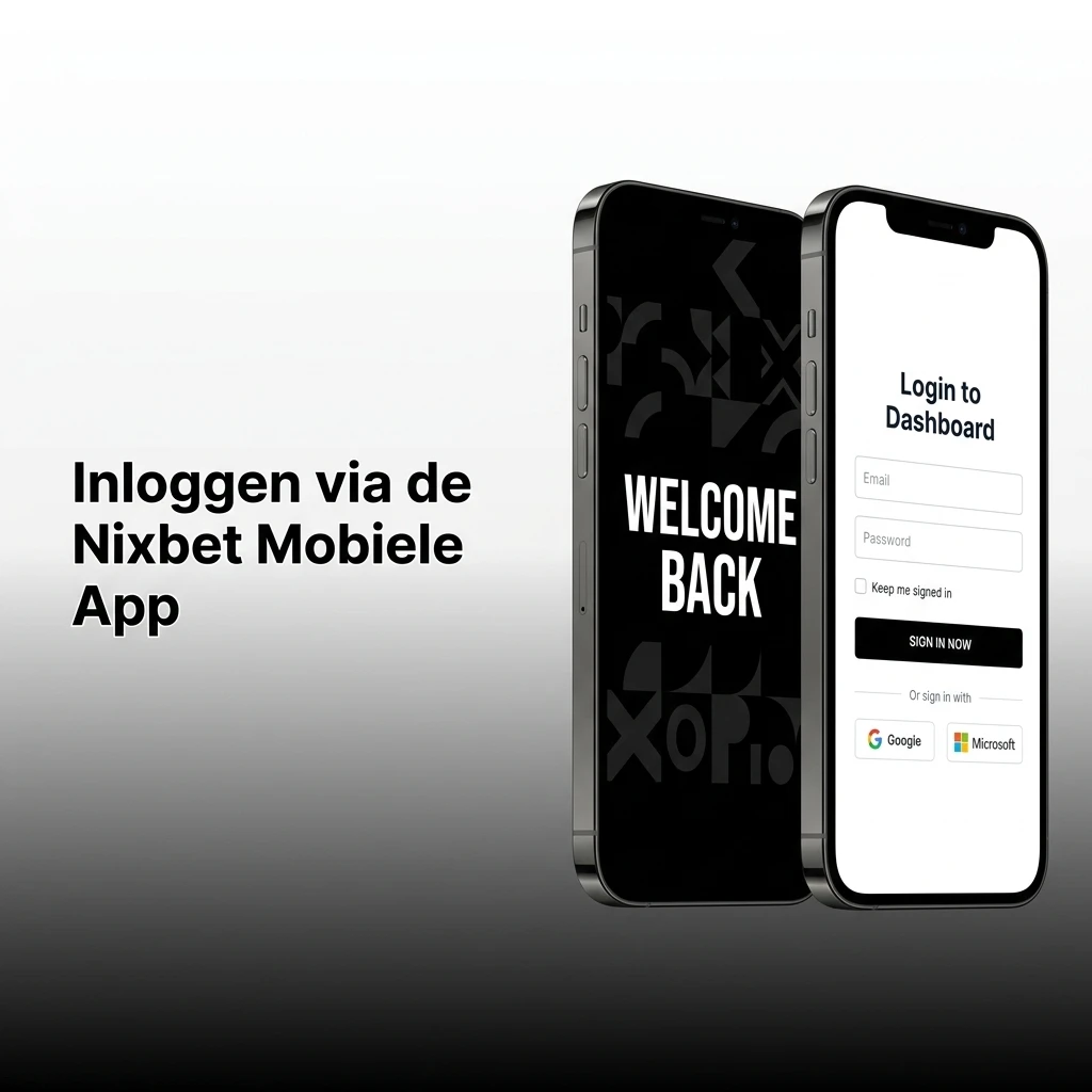 Nixbet mobiele app inlogscherm op iOS met e-mailadres en wachtwoordvelden en bevestigingsknop